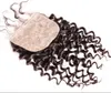 Fermetures de cheveux base de soie de soie pnequée curly tissage supérieur fermeture 4x4 vierge péruvien remy humain hair morceau bellahair