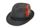 YENI erkek Kadın Structared Tüy Fedora Şapkalar Ile Saman Siyah Bant Yaz Caps 10 adet / grup