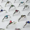 Big Promotion 100pcs Mix Color Czech Rhinestones Silver Plated Women Rings Wholesale Fashion Jewelry Lots A-067