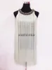 도매 체인 미니 짧은 술 프린지 찰스턴 라틴 살사 볼룸 전통 드레스 댄스웨어 의상 흰색 온라인 쇼핑