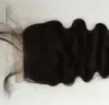 Zijde Basissluiting Braziliaans Haar Goedkoop Midden/Gratis/3 Deel menselijk haar Body Wave Zijden Topsluiting 4*4 Zijden Vetersluiting