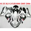 Passen Sie Motorradteile für den Verkleidungssatz Suzuki GSXR1000 2005 2006 K5 K6 05 06 GSXR 1000 weiß schwarz Corona ABS-Verkleidungsset EF49 an