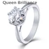 Queen Brilliance 2ct Lab Grown Moissanite Diamant Fiançailles Mariage Femmes Bague Platine Plaqué Argent Sterling 925 Fine Jewerly q171026
