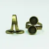 Base per anello doppio Beadsnice per la creazione di gioielli Basi per anelli regolabili in ottone antico con due vassoi con castone rotondo da 10 mm ID 27923333