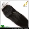 100% obearbetad brasiliansk h￥r Silkbaselaceclosure 10-24 tum naturlig f￤rg silkeslen rakt m￤nskligt h￥r Bellahair