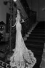 Berta Bridal Spitzen-Brautkleider, Juwelenausschnitt, transparenter Rücken, Brautkleider, bodenlanges Meerjungfrau-Brautkleid