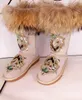 Vintage strass fox bont bruids schoenen kettingen vrouwen bruiloft schoen hoge kwaliteit enkel lengte laarzen winter warme slijtage