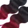 Ombre Hair Extensions Brazilian Body Wave Two Tone Color 100% Human Hair Weaves Brown Burgundy Red Free Shipping