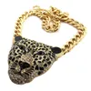 Moda Donna Hiphop Collana tigre con strass Testa Leopardo Collane Pendenti Vintage Retro Collana lunga Gioielli esagerazione