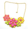 Fashion Gold Plated Alloy Resin 4 Colors Big Flower Choker Necklace