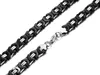 Newest Women Men 8mm/11mm Wide Silver Black Stainless Steel Fashion Flat Byzantine Link Chain Necklace Bracelet one Jewelry Set