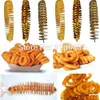 3 in 1 Hot Dog elettrico Tornado Twister Tagliapatate a spirale Affettatrice per patatine fritte + Friggitrice da 51 cm + Bastone di bambù da 35 cm