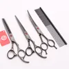 4PCS SURS 7 "JP 440C Lila Dragon Professional Hair Hairdressing Saxkam + Skärare + Tunna Sax + Up Curved Shears Z3002