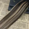 100 % Remy-Echthaar-Tape-in-Haarverlängerungen, Blayage Nr. 2, verblassend bis Nr. 27, Hauteinschlag-Tape auf unbehandeltem Haar, 100 g/40 Stück