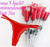 Sevgililer Gül Thongs Hediye Paketi Karısı için Seksi Kırmızı Çiçek Thongs Dantel Külot G-string T-Back Lingerie Hipster Iç Çamaşırı Tanga Ücretsiz Kargo