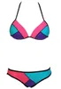 2015 Kolor Blok Kobiety Bikinis Halter Strappy Bra Neopren Bikini Brazylijski Sexy Super Push Up Bikini Swimsuit Swimwear Kobiety FG1511