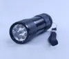 Chegada nova, 9 LED mini tocha mini led lanterna 300lm UV LED camping lanterna lanterna impermeável lanternas lâmpadas tochas (preto)