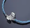 Mischungsfarbe Freies Verschiffen Neue Mode Vintage 100 Stück 925 Silber geflochtenes Lederarmband Passende europäische Perlenarmbänder Heißer Verkauf Fabrikpreis