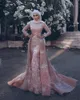 Robes de bal sirène à manches longues du Moyen-Orient 2018 3dapplications sur-berta robes de mariée berta robe musulmane de luxe détachable647770