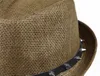 Unisex kvinnor män casual trendig sol halm hatt sommar sol strand hatt rivet jazz cap cowboy fedora trilby gangster 3 färger 6st / lot