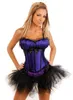 Clássico Mulheres Femininas Renda Renda Overbust Corset Busiters com mini saia em camadas Tutu vestido conjunto diy dia das bruxas natal noite fora clube vestindo conjuntos plus size