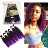 Ombre violet coudre dans les extensions de cheveux Crochet tresses poignées de cheveux de Noël 6pcs / lot ombre ombre chèvre synthétique chèvre wefts jerry curl pour les femmes