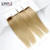 Bleach Blonde Indien Vierge Cheveux Raides Couleur # 613 Grade 8A Bundles de Tissage de Cheveux Humains Remy Extensions de Cheveux 3/4 Pcs Lot 12-30 Pouces Double Trame