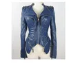 Wholesale-New Womens Punk Spike Studded Shoulder PU Leather Jacket Zipper Coat PIUS Size S-4XL