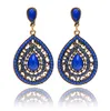 Vente chaude Bohème Perles Eardrop Bijoux De Mode Style Européen Américain Cristal Strass Dangle Lustres Teardrop Boucles D'oreilles Pas Cher 6col