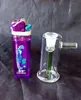 free shipping new Mini recess colored glass hookah / glass bong, gift accessories (glass pot + running board + straw), color rand