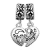 Valentines Day jewelry metal mother daughter heart set drop European style dangle bead infant lucky charms Fits charm bracelet1192582