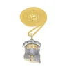 الفضة ملثمين يسوع رئيس حجر الراين قلادة الأزياء فاسق مجوهرات مطلية بالذهب الهيب هوب النينجا قلادة قلادة سلسلة الكوبية