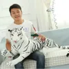 Dorimytrader Domineering Simulation Animal White Tiger Plush Toy Giant Stuffed Animals Tiger Doll Toys for Children Gift Deco 51inch 130cm