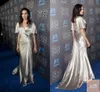 Ny ankomst Sexig Angeline Jolie Celebrity Dress Red Carpet Backless Silver Chiffon Long Prom Klänning Formell Kappa Evening Klänningar Plus Storlek