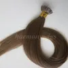 شقة غيض الشعر الإنسان 50G 50Strands 18 20 22 24inch # 6 / متوسطة براون البرازيلي الهندي قبل منتجات الشعر المستعبدين