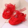 Baby Newborn Infant Cute Girls Crochet Lace Flower Lace up Shoes 0-12m prewalker