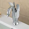 Hele en winkels luxe solide messing badkamersbekken Swan -stijl ijdelheid gootsteen mixer tap dek gemonteerd en koude mixer5881587