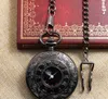 Partihandel 100st / Lot Black Classic Roman Pocket Watch Vintage Pocket Watch Män Kvinnor Antika Modeller Tuo Table Watch PW026