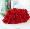 Nouveaux styles Artificielle Rose Soie Artisanat Fleurs Real Touch Fleurs Pour Le Mariage De Noël Salle Décoration 8 Couleur Pas Cher Vente