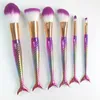 6 PCS Mermaid Makeup Brush مجموعة ملونة من ذيل السمكة الملونة مجموعات فرش مجموعات أدوات المكياج لطيفة 4126070