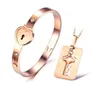 18K Rose Vergulde Titanium Stalen Armband Revill Love Peach Heart Armband