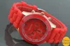 Gratis frakt Geneva New Style Watch Jelly Watch Tre Circles Display Silicone Strap Candy Color Unisex Dropship