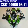 Injection molding ABS plastic fairing kit for HONDA CBR1000RR 2008-2011 CBR 1000 RR green black fairings set 08 09 10 11 #U38
