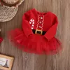 Julkläder Baby Girl Nyfödd långärmad röd klänning Xmas Santa Claus Tulle Klänningar Kids Outfits Kostym Hot Princess Party Dress Tops