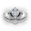Victoria Wieck Claddagh Ring Mücevher 10kt Whiteblack Altın Dolgulu CZ Elmas Kadınlar Düğün Nişan Vinç Yüzük Set Hediye Boyut
