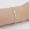 10PCS B009 Gold Silver Horizontal Sideways Cross Bracelet Simple Tiny Small Religious Cross Bracelet Cool Faith Christian Cross B8981468