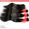 9A Lace Closure avec 3 Bundles Brésilien Péruvien Malaisien Indien Vierge Raides Cheveux Humains Tisse 100% Non Transformés Remy Extensions de Cheveux