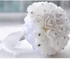 Jane Vini Cheap White Bridal Bouquet PU Roses Crystal Beaded Wedding Flower Bouquet Beige Artificial Brooch Bouquet Bride Ramo De 1156018