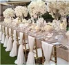 Eenvoudige maar elegante witte chiffon bruiloft stoel dekking en sjersteen romantische bruids party banket stoel terug bruiloft gunsten