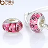 Wholesale-Wholesale European Style Silver Murano Glass Beads Jewelry Making for DIY Bracelets Necklace Mixed Colors in Bulk 50pcs/lot